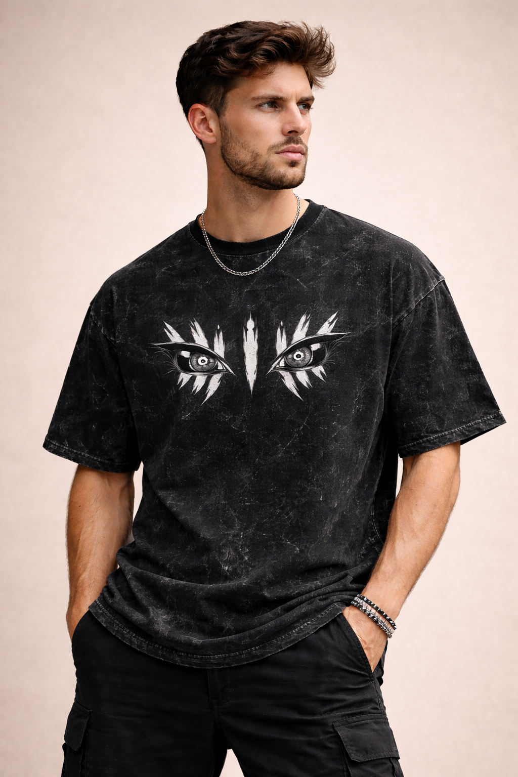 Hunter’s Stare - Men’s Acid Washed Oversized Tee