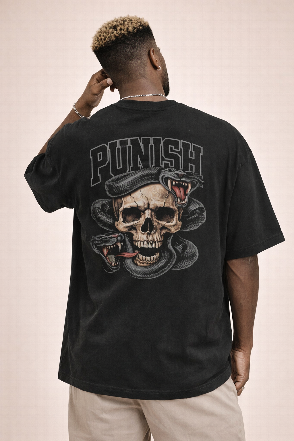Punish “Venomous Strike” - Men’s French Terry Oversized Tee
