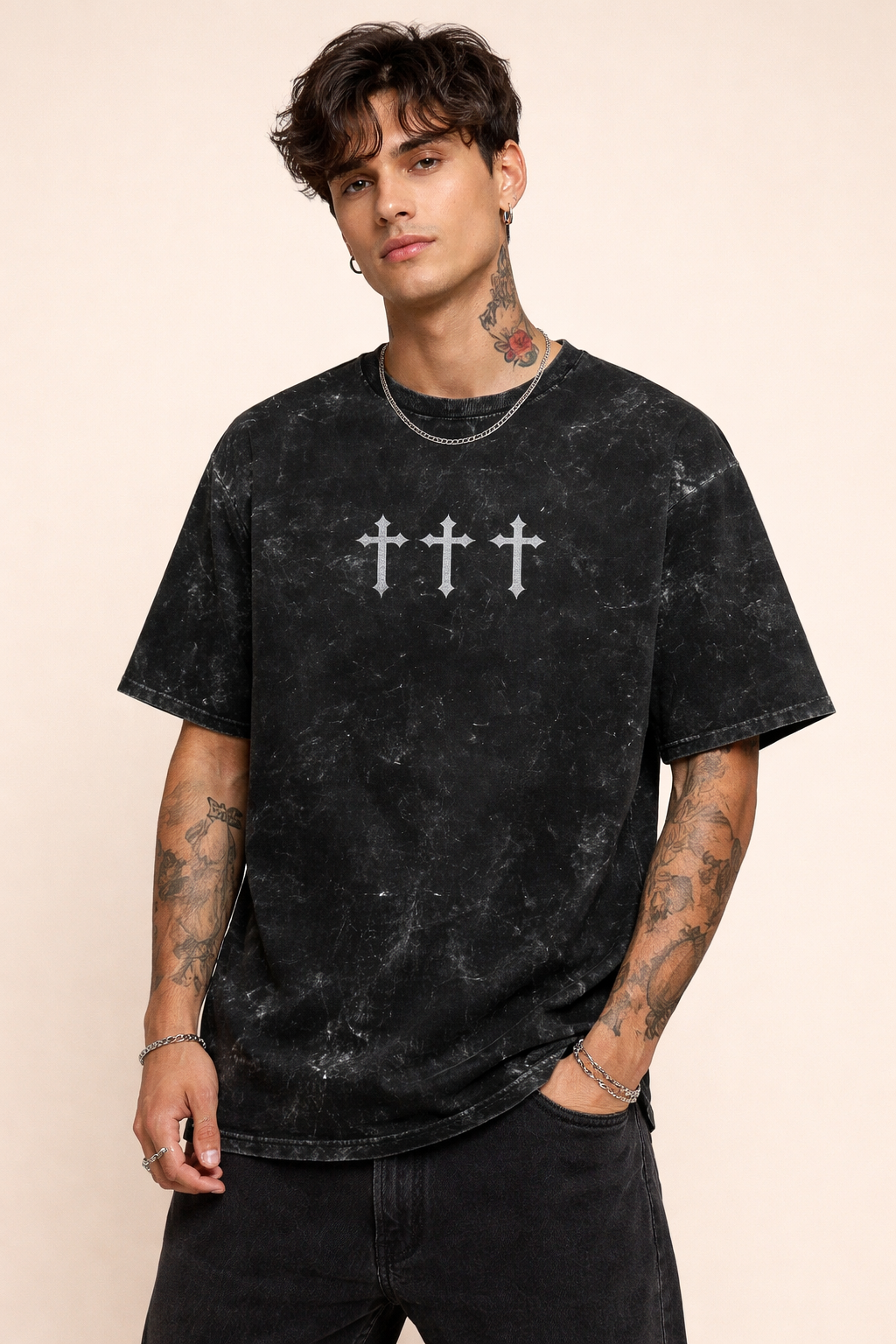 Faith Over Fear - Men’s Acid Washed Oversized Tee