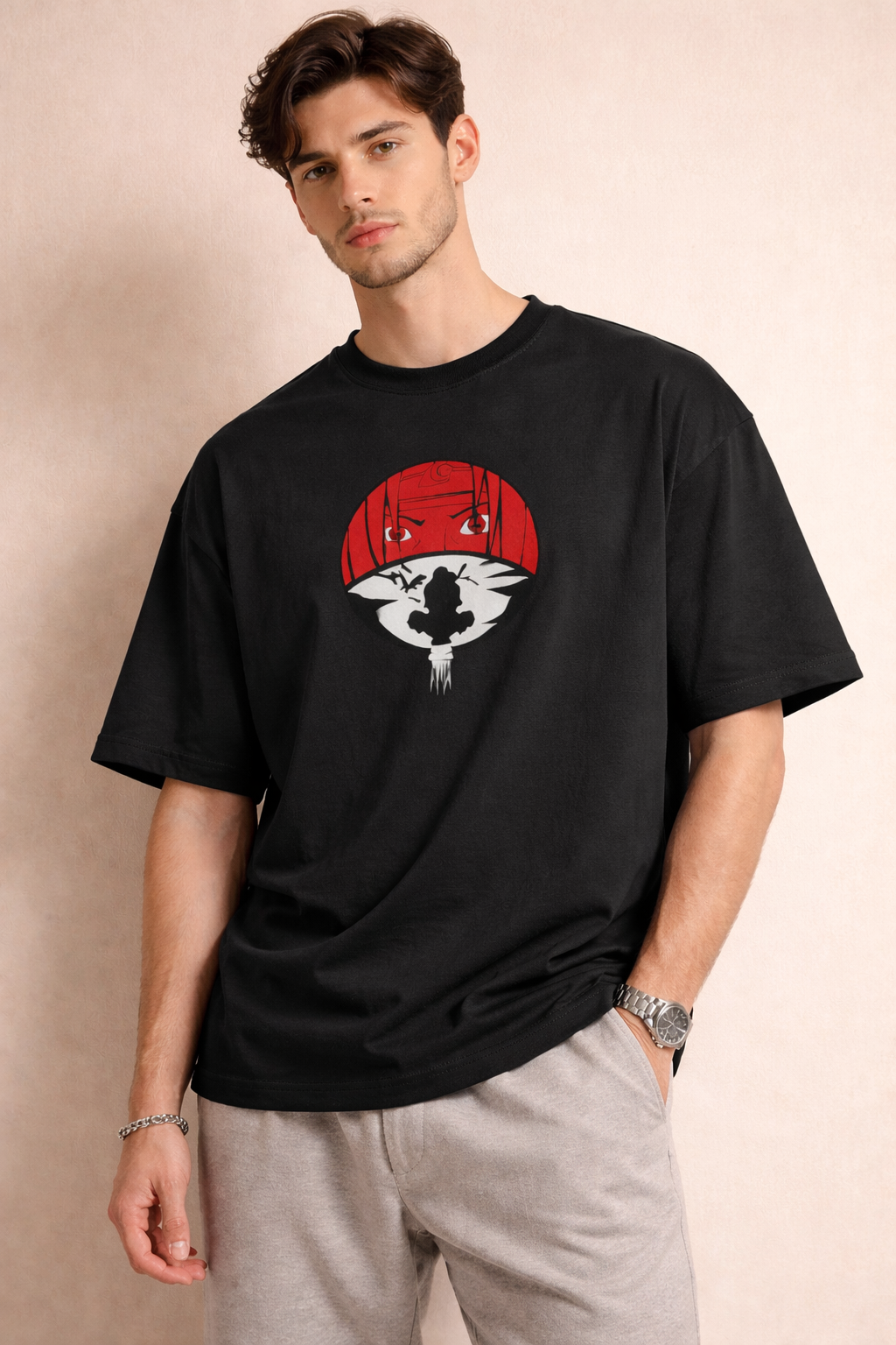 Uchiha Eclipse - Men’s French Terry Oversized Tee
